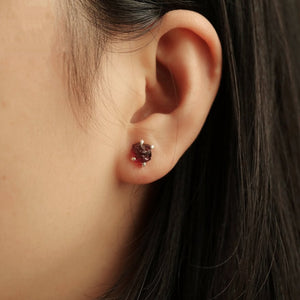 Sterling Silver Natural Rough Ruby Stud Earrings - Egret Jewellery