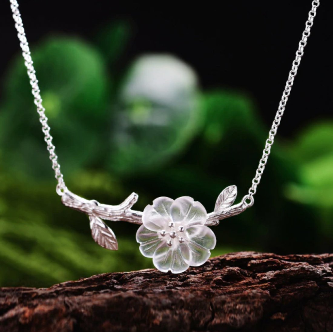 Sterling Silver Skeleton Flower Necklace - Egret Jewellery