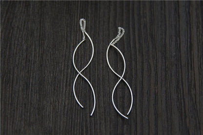 Sterling Silver Earrings Spiral Pull Through Thread Threader Dangle Drop - Egret Jewellery
