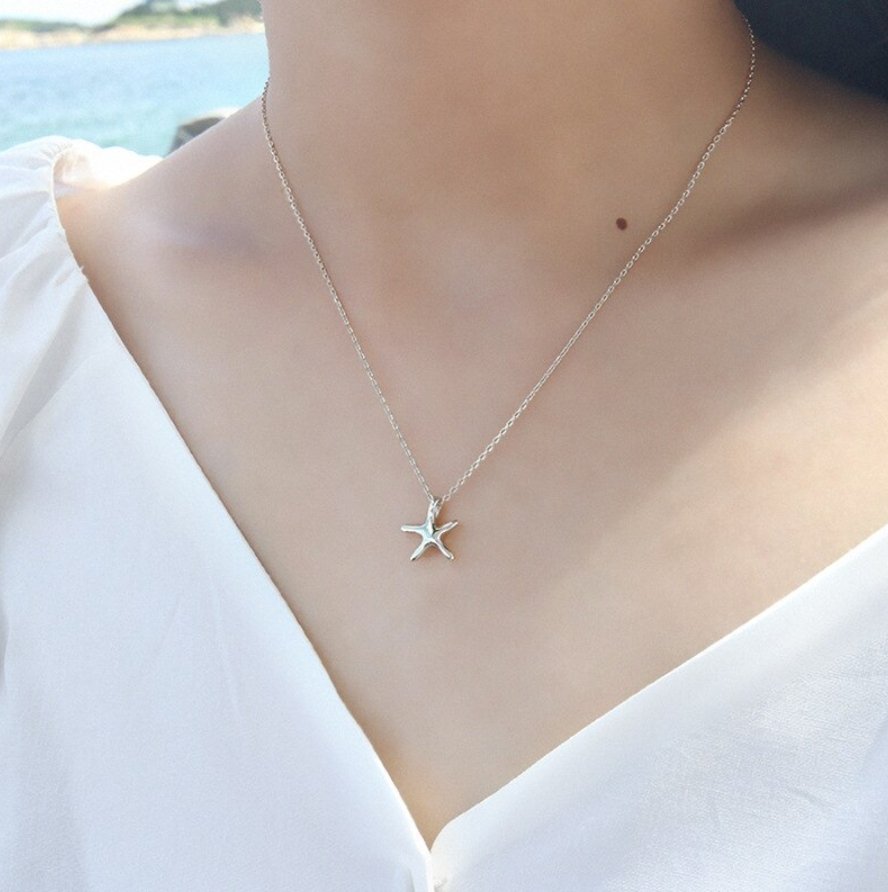 925 Sterling Silver Starfish Star Necklace Pendant Sea Beach Summer - Egret Jewellery