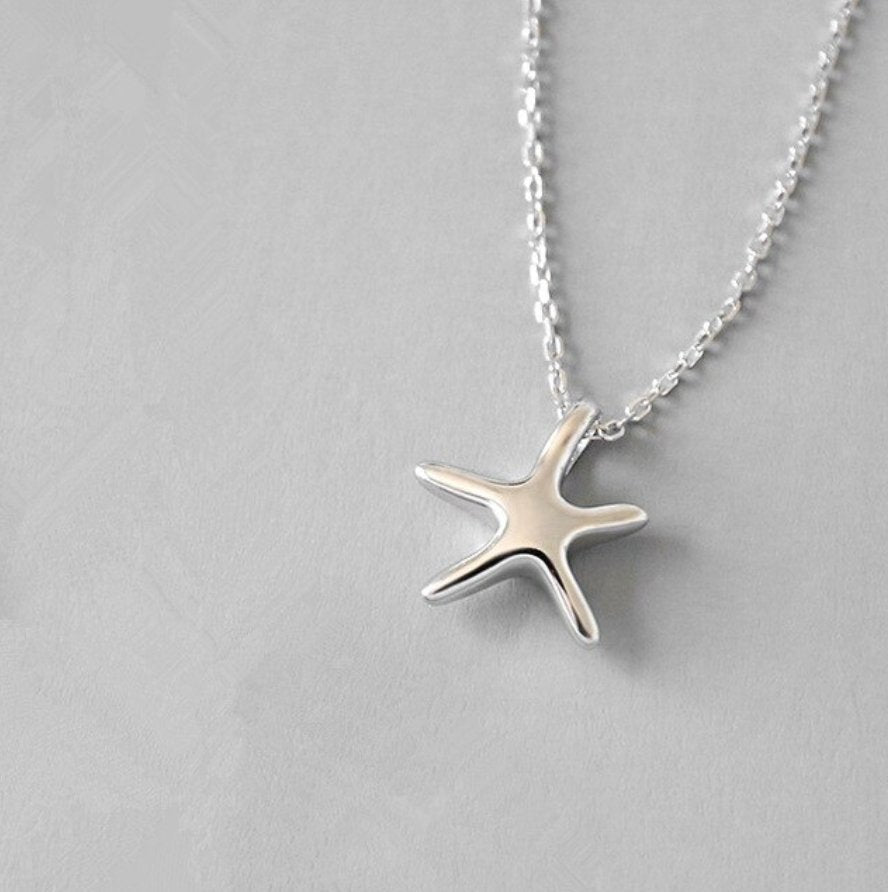925 Sterling Silver Starfish Star Necklace Pendant Sea Beach Summer - Egret Jewellery