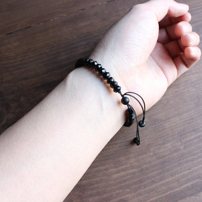 Tibetan Buddhist Black Agate Stacking Mantra Bracelet - Egret Jewellery