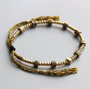 Tibetan Buddhist Brass Stacking Mantra Bracelet OM The six True Words Gold Men's - Egret Jewellery