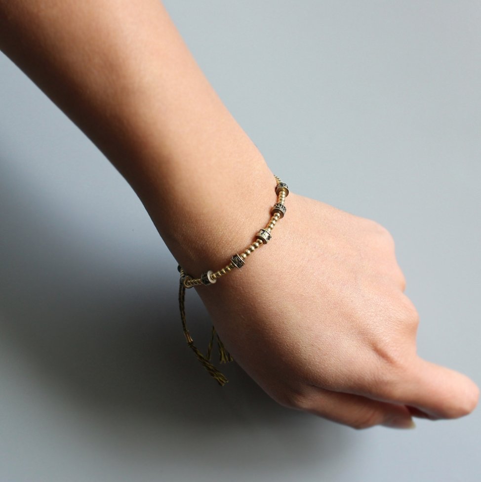 Tibetan Buddhist Brass Stacking Mantra Bracelet OM The six True Words Gold Men's - Egret Jewellery