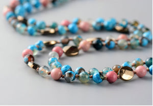 Tibetan Dzi Agate Beaded Mala Turquoise Geode Necklace - Egret Jewellery