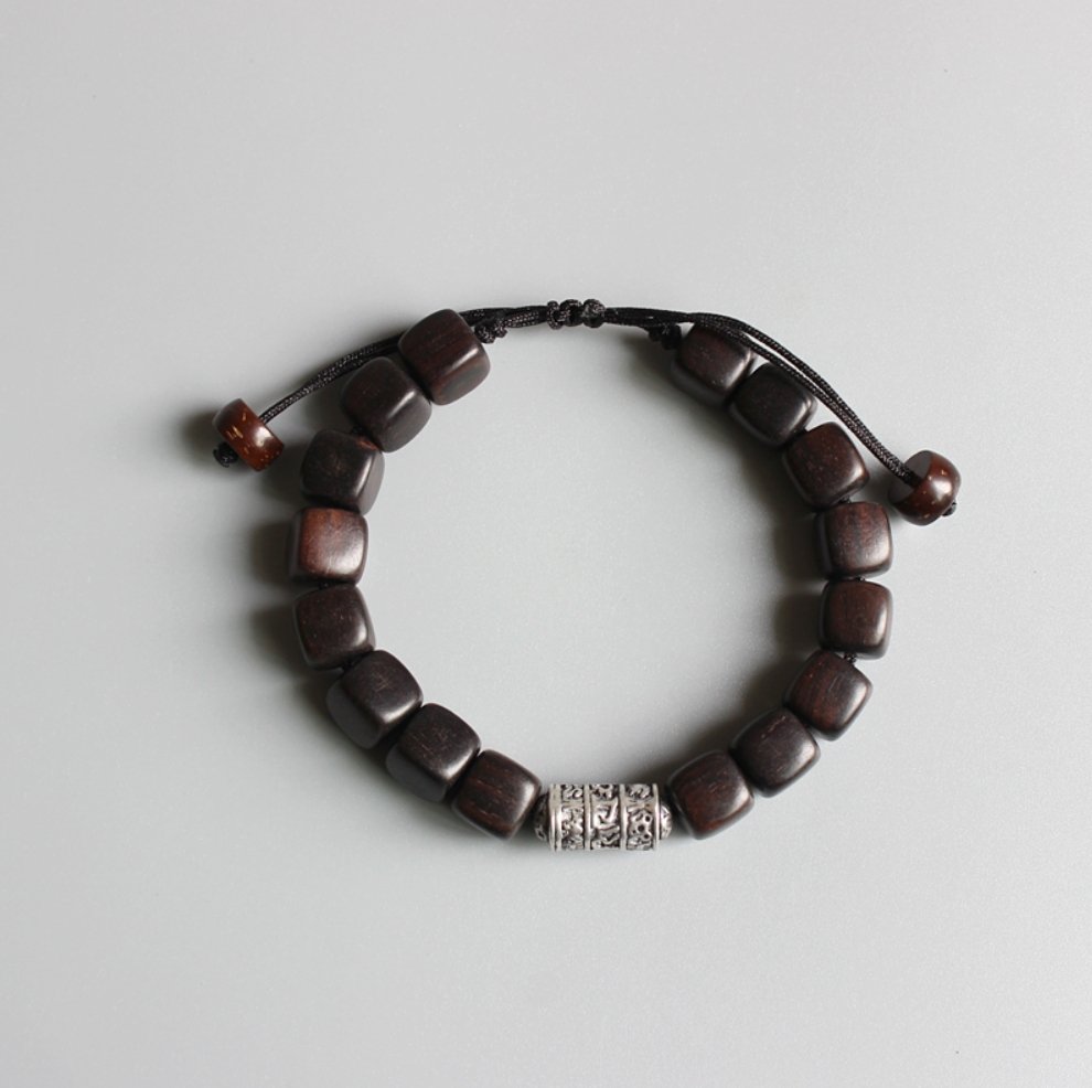 Tibetan Buddhist Dark Sandalwood Stacking Mantra Bracelet - Egret Jewellery