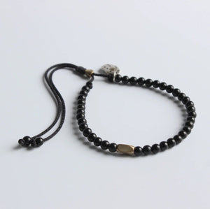 Tibetan Buddhist Gold knots bracelet Men's Stacking Mantra Coconut OM Charm - Egret Jewellery