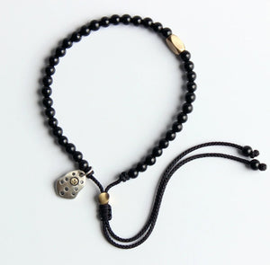 Tibetan Buddhist Gold knots bracelet Men's Stacking Mantra Coconut OM Charm - Egret Jewellery