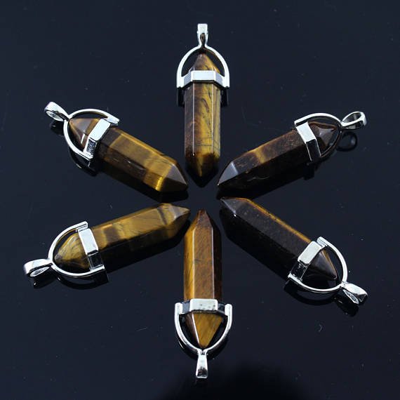 Tigers Eye Crystal Healing Hexagonal Chakra Leather Pendant - Egret Jewellery