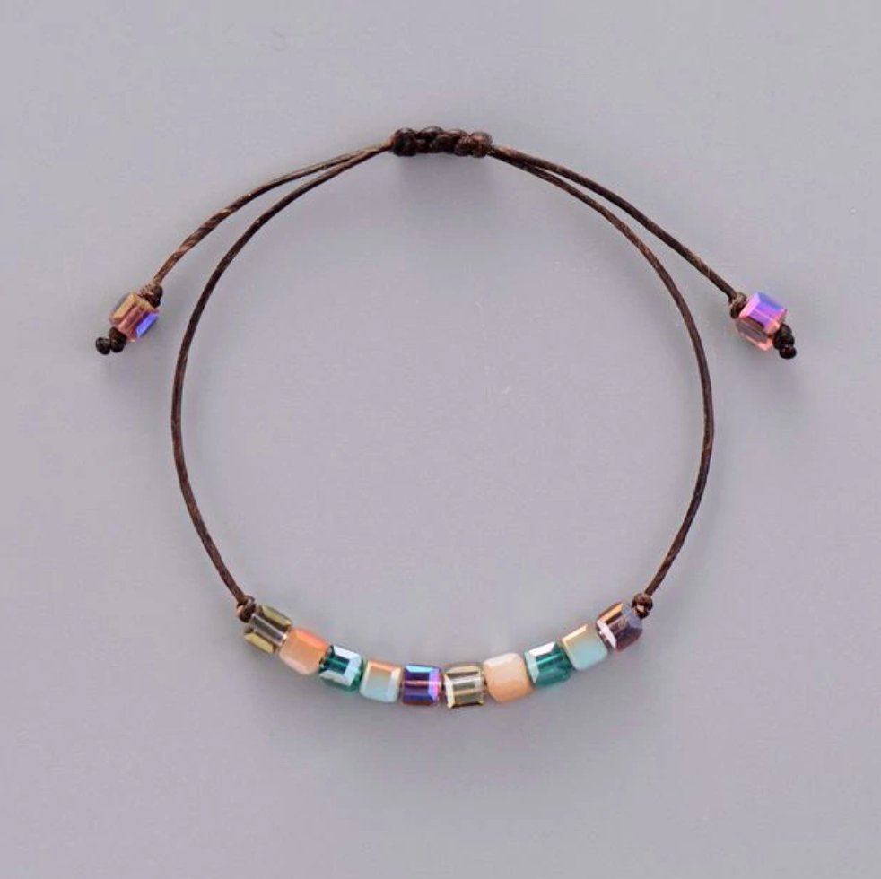 Tila Beaded Square Friendship Stacking Cord Bracelet - Egret Jewellery