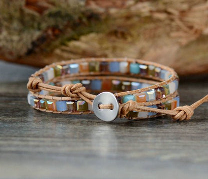 Tila Beaded Square Friendship Double Wrap Bracelet - Egret Jewellery