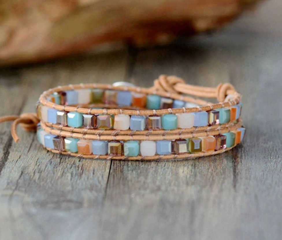 Tila Beaded Square Friendship Double Wrap Bracelet - Egret Jewellery