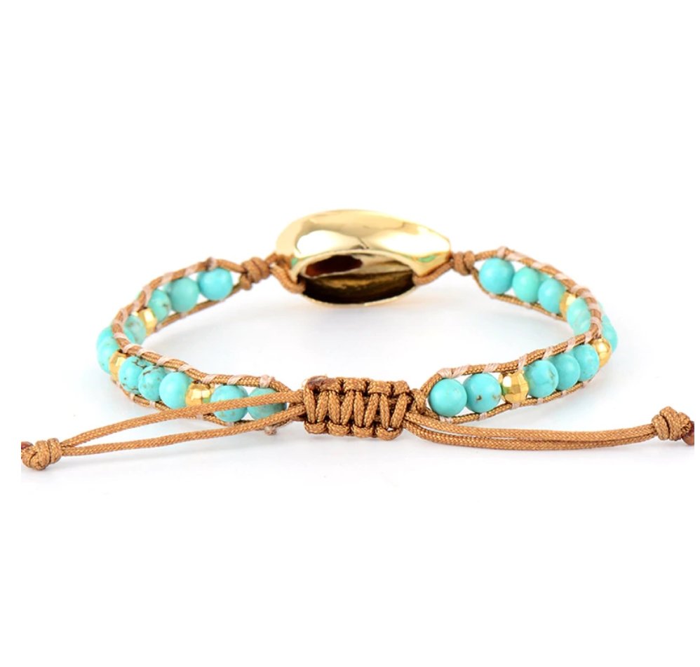 Turquoise Beaded Stacking Shell Bracelet