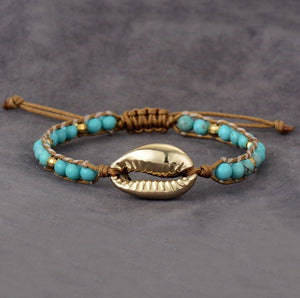 Turquoise Beaded Stacking Shell Bracelet