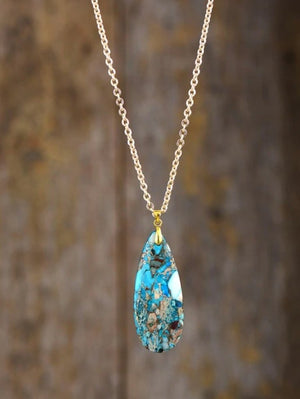 Turquoise Geode Gold Inlaid Necklace
