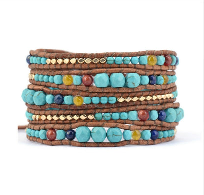 Turquoise | Goldstone & Lapis Lazuli Wrap Bracelet