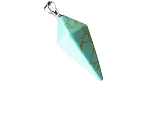 Turquoise Healing Crystal Pendulum Silver Necklace