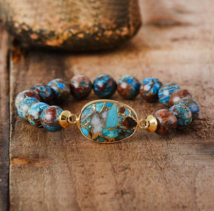 Turquoise Jasper Geode Elastic Stacking Bracelet