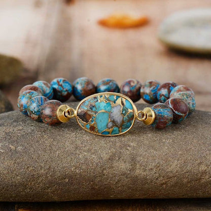 Turquoise Jasper Geode Elastic Stacking Bracelet