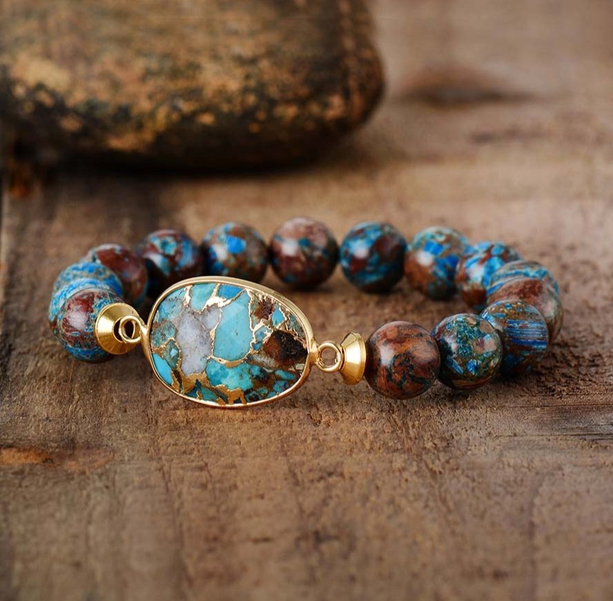 Turquoise Jasper Geode Elastic Stacking Bracelet