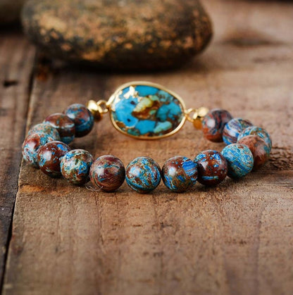 Turquoise Jasper Geode Elastic Stacking Bracelet