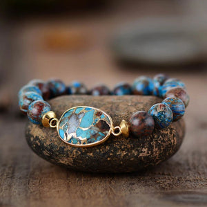 Turquoise Jasper Geode Elastic Stacking Bracelet
