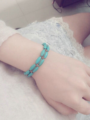 Turquoise Leather Cuff Bracelet
