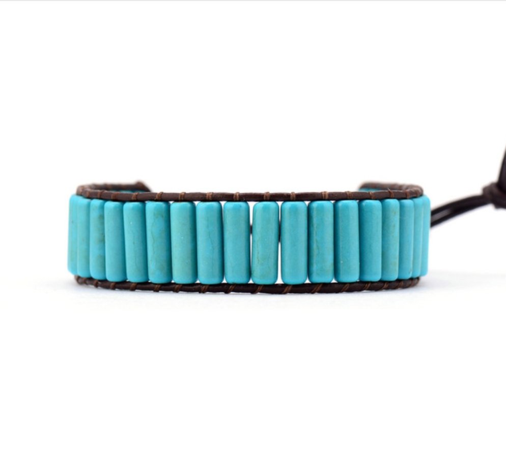 Turquoise Leather Cuff Bracelet