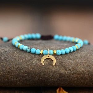 Turquoise Stacking Moon Charm Bracelet