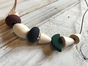 Wooden Long Statement Beaded Necklace